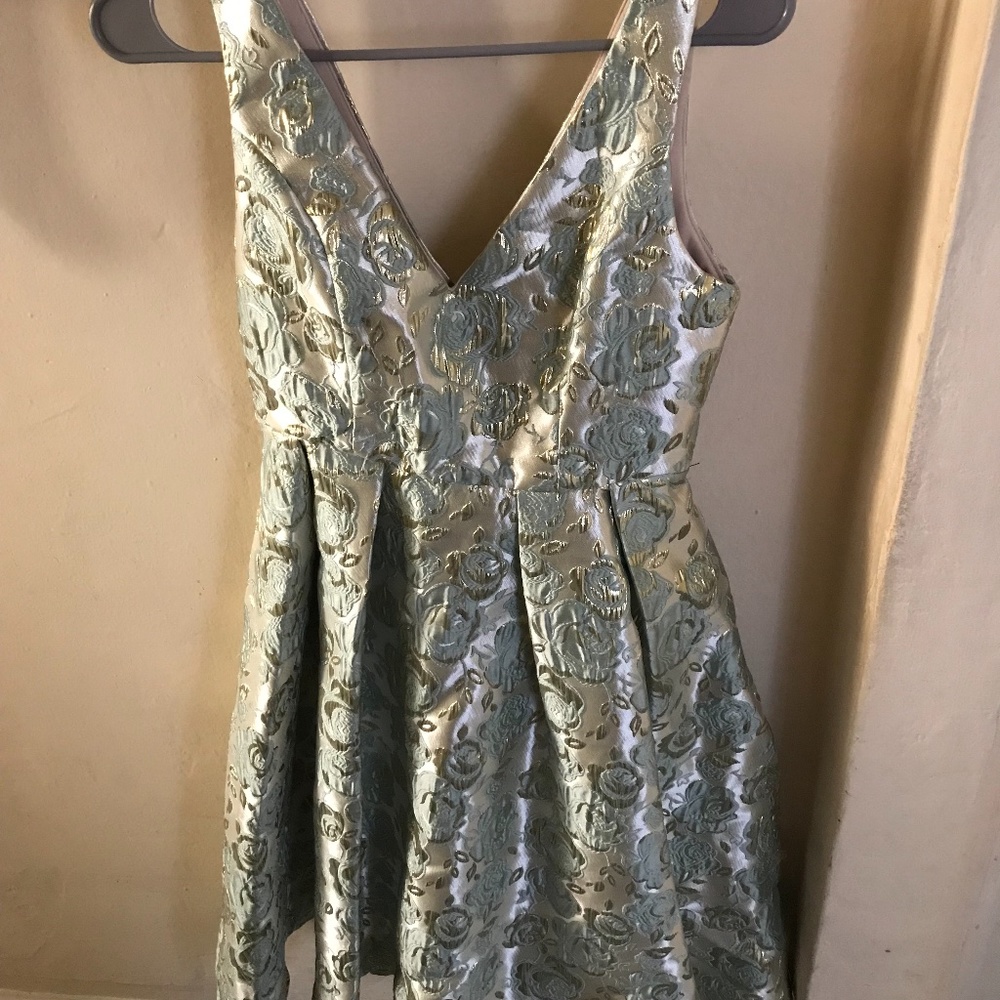 Beautiful gold with sage floral brocade dress